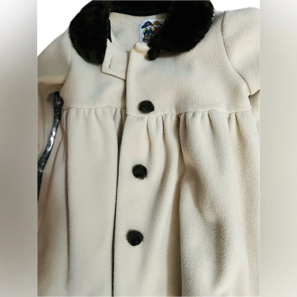 Pete’s Partner Pea Coat, Cream/Tan with Animal Print Collar and Buttons, SZ: 2T